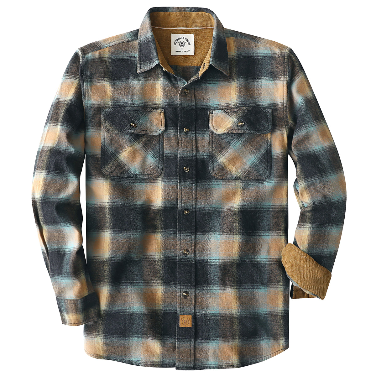 Dubinik® 6oz Mens Flannel Shirt Long Sleeve Button Down Plaid All Cott