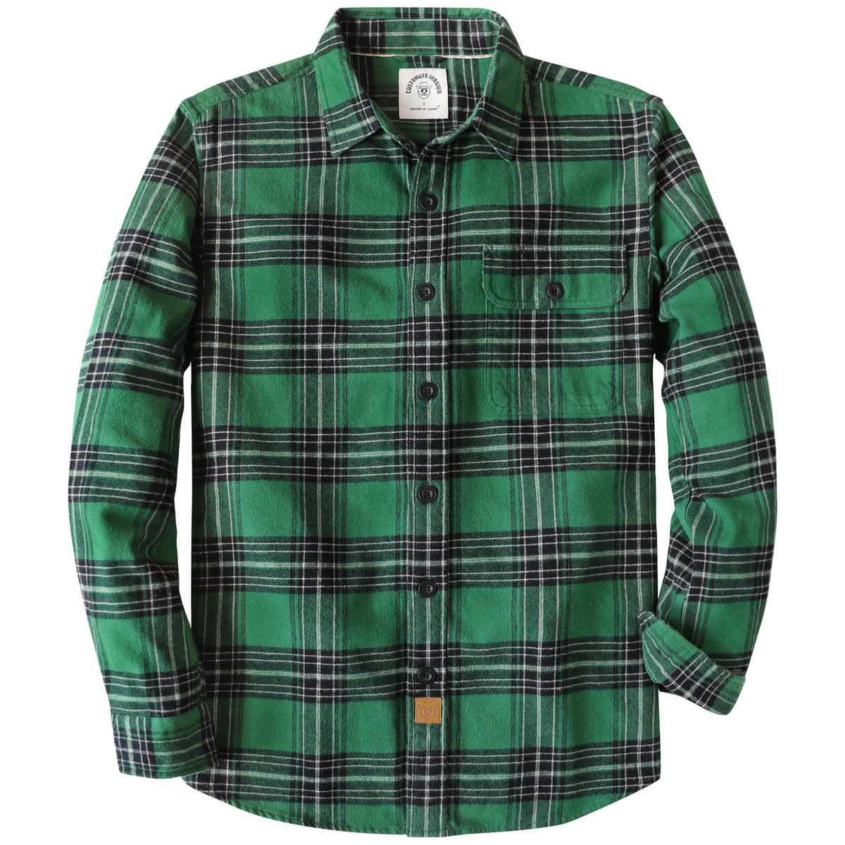 Dubinik® 6oz Mens Long Sleeve Midweight Green Flannel Shirt Warm Casua