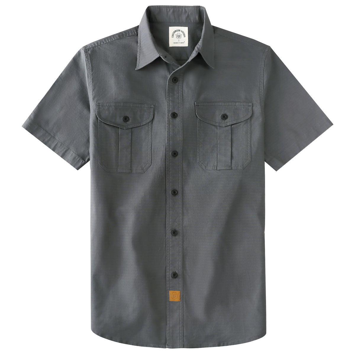 Dubinik® Mens Short Sleeve Shirts Two Pocket Vintage Mens Work Shirt C