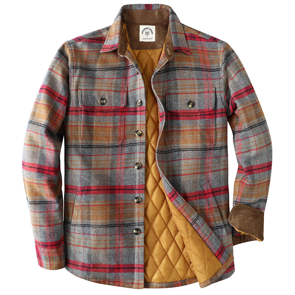 Dubinik® 10.8oz Men's Flannel Shacket Plaid Jacket with Warm Lining Bu
