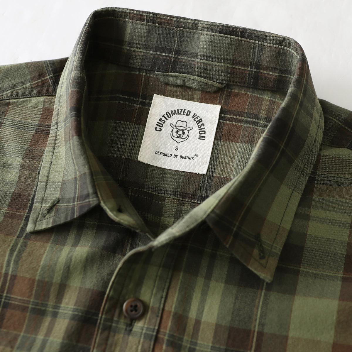 Dubinik® Men's Short Sleeve Shirt, Double Pockets, Casual Workwear Pla