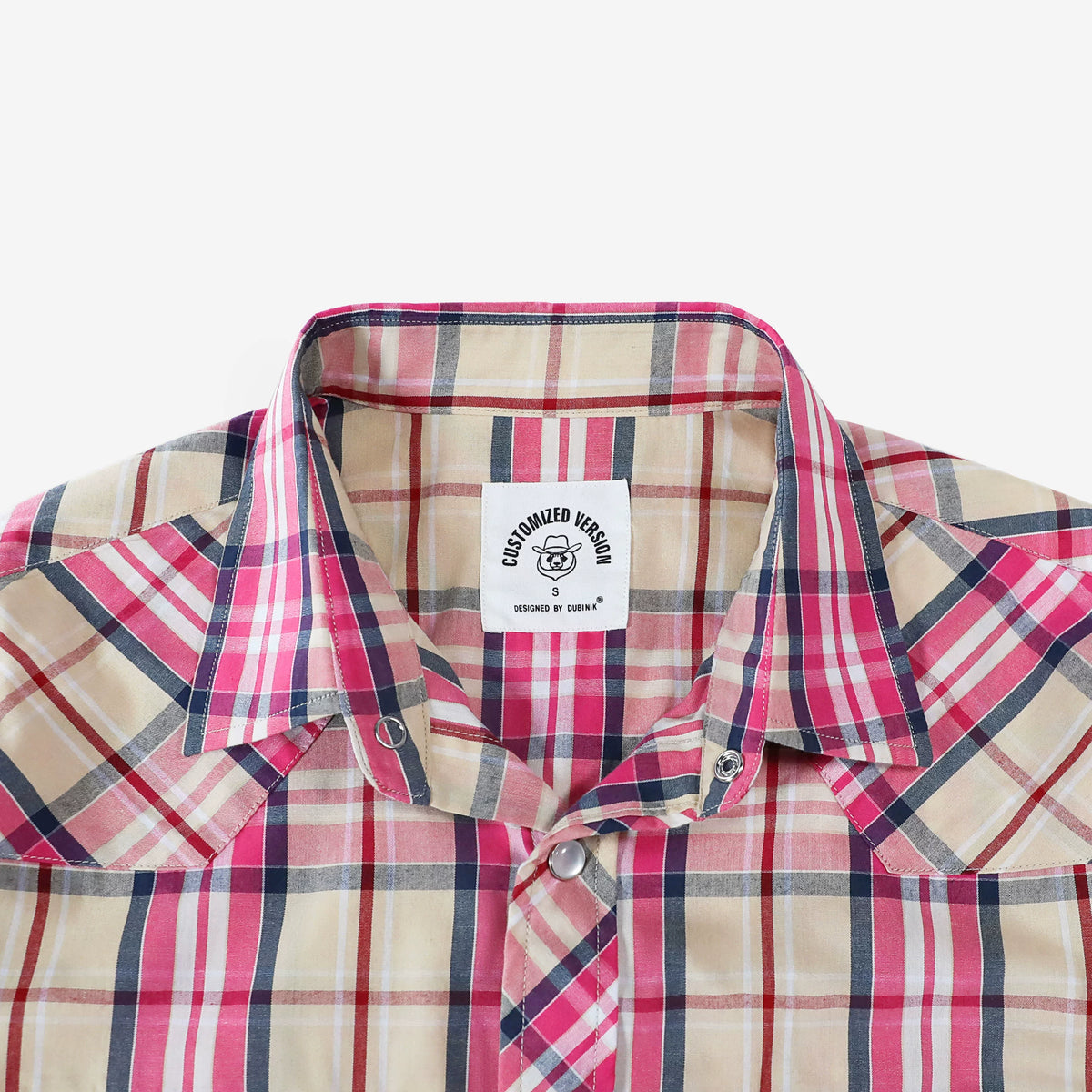 Dubinik Katoenen herenhemd met lange mouwen met drukknopen, westernstijl, houthakkersstijl, paars en wit, XL