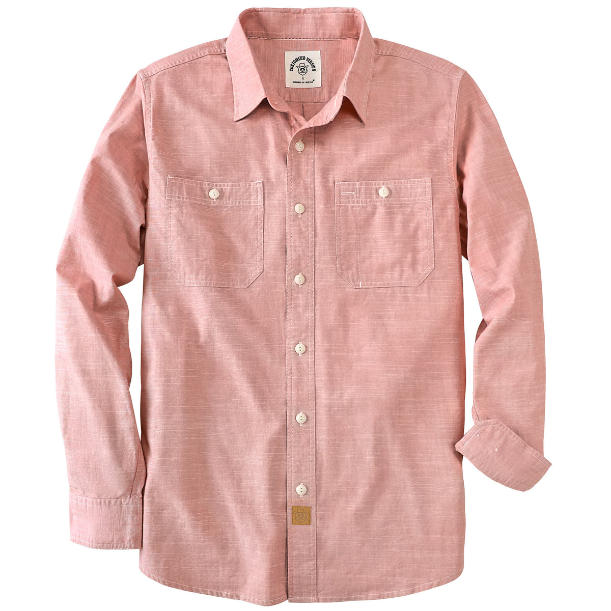 Dubinik® 5.5oz Pink Chambray Long Sleeve Button-Front Closure Pocket C