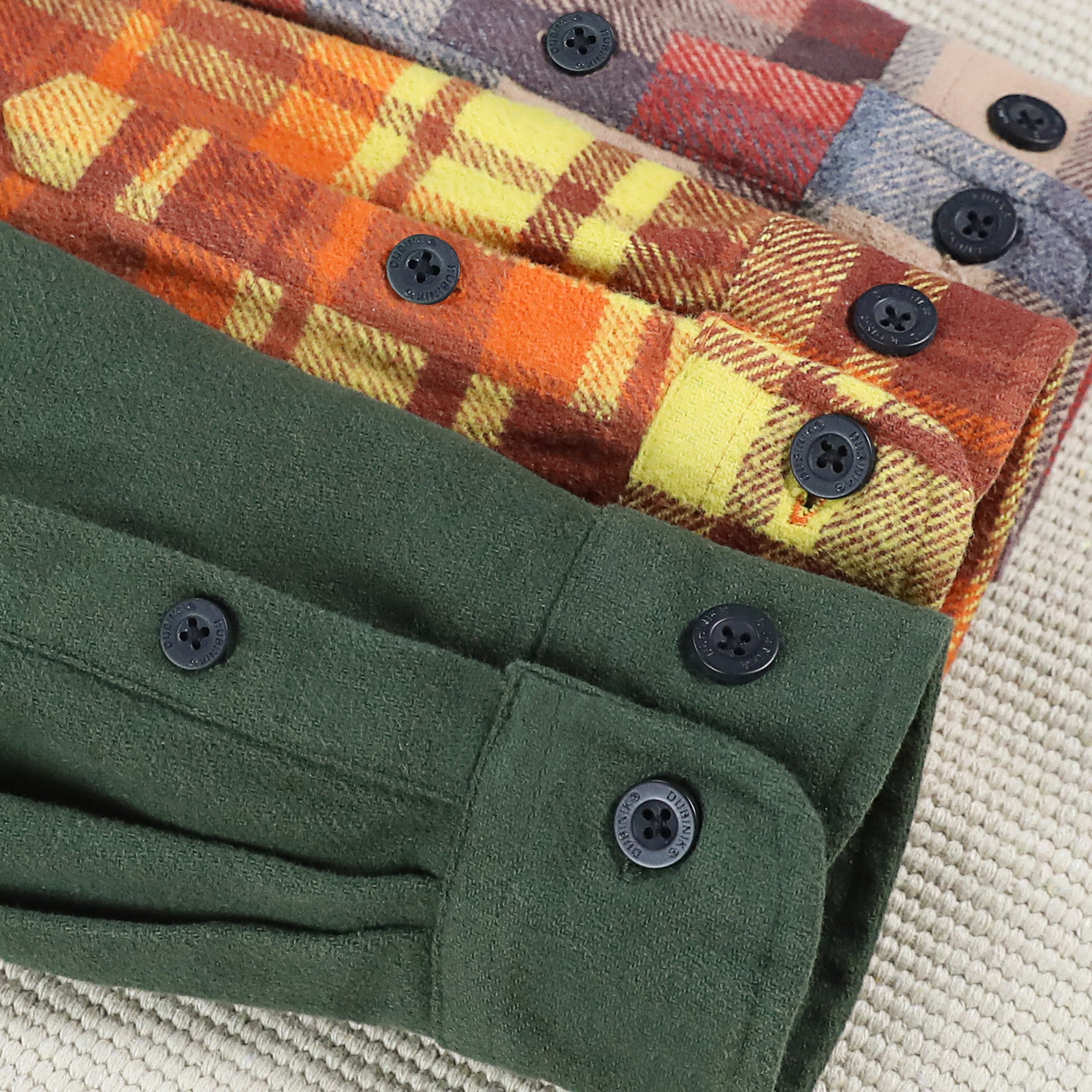 Dubinik® 13oz Ultra Heavyweight Olive Green Solid Flannel Shirt for Men Long Sleeve Mens Plaid Button Down Shirts for Men Vintage 100% Cotton#0081004