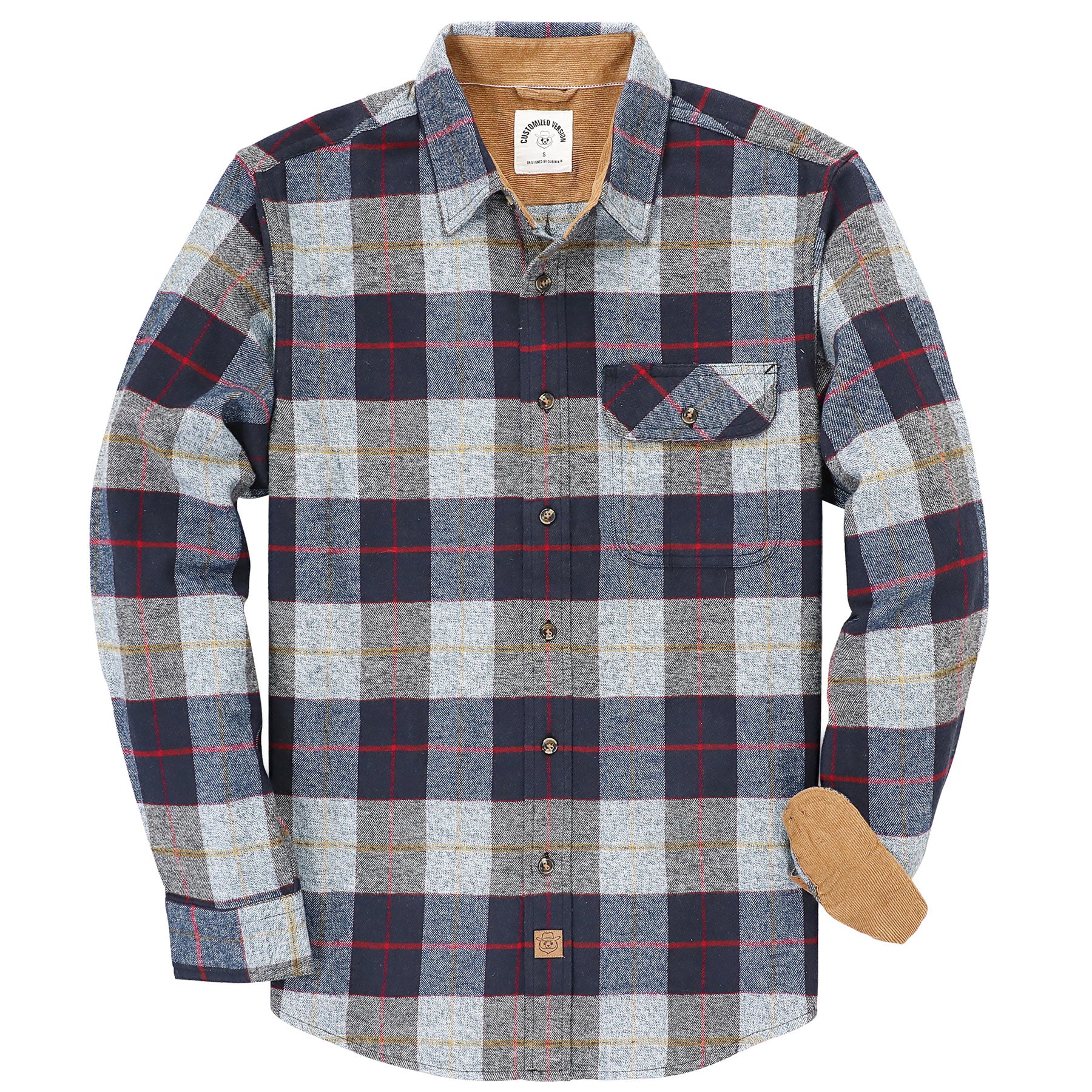 Mens Midweight Flannel Shirts Long Sleeve Casual Button Down Brushed 100% Cotton Shirt#1005