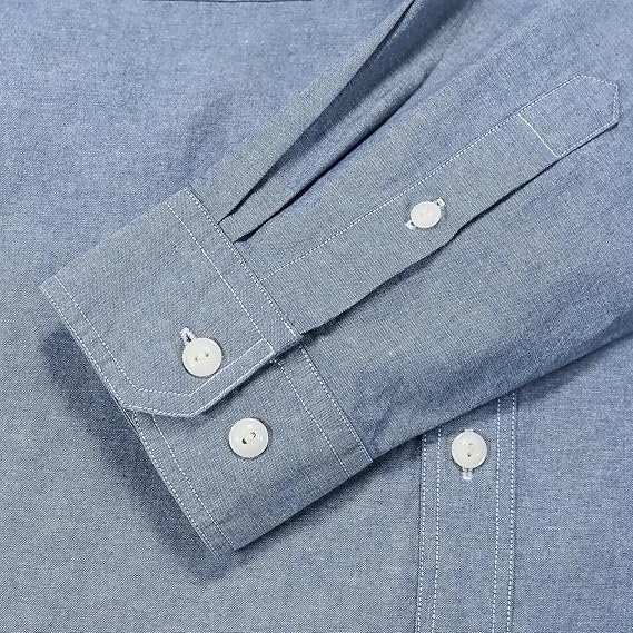 Dubinik® Chambray Langarm-Jeanshemd mit Taschen #58009