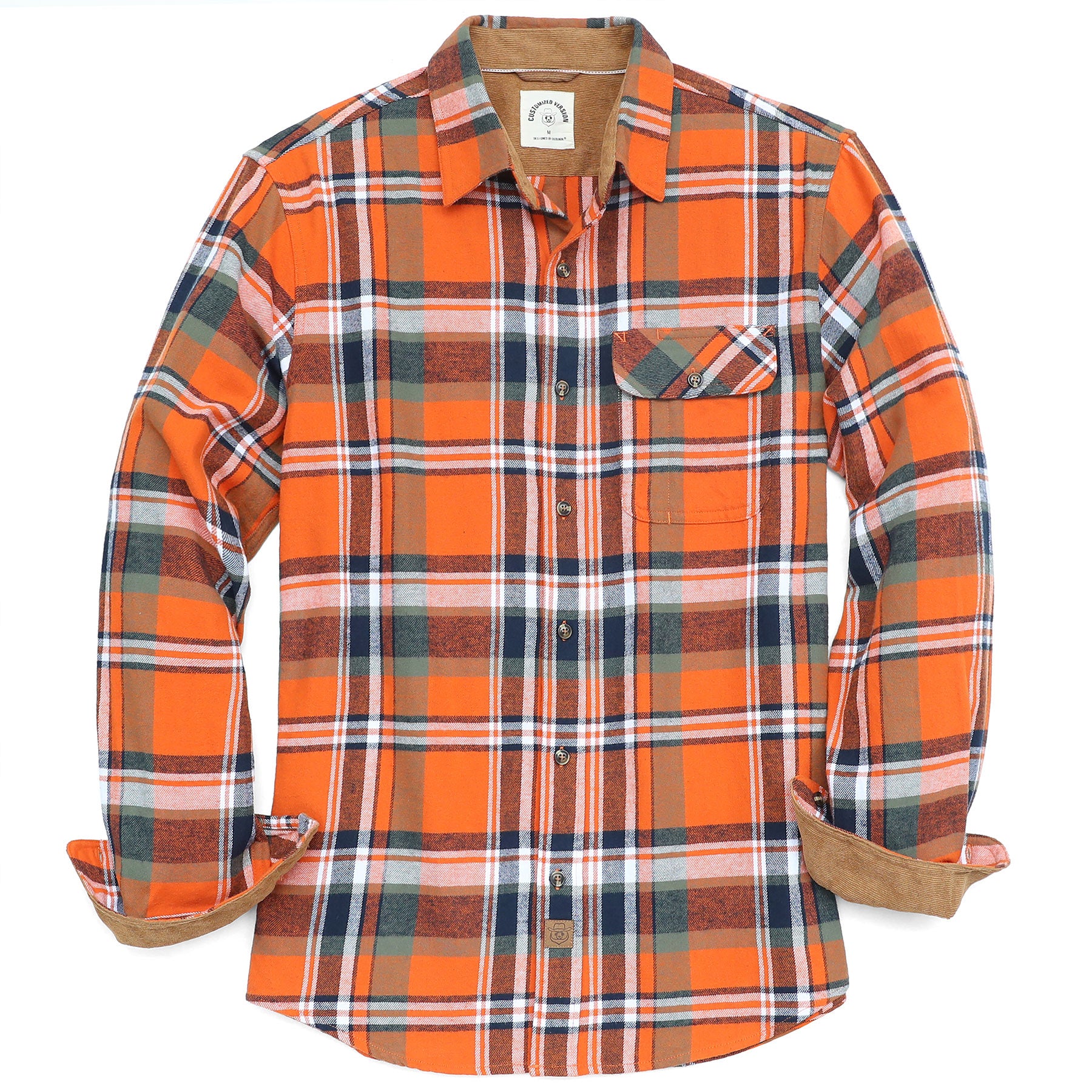 Mens Midweight Flannel Shirts Long Sleeve Casual Button Down Brushed 100% Cotton Shirt#1007