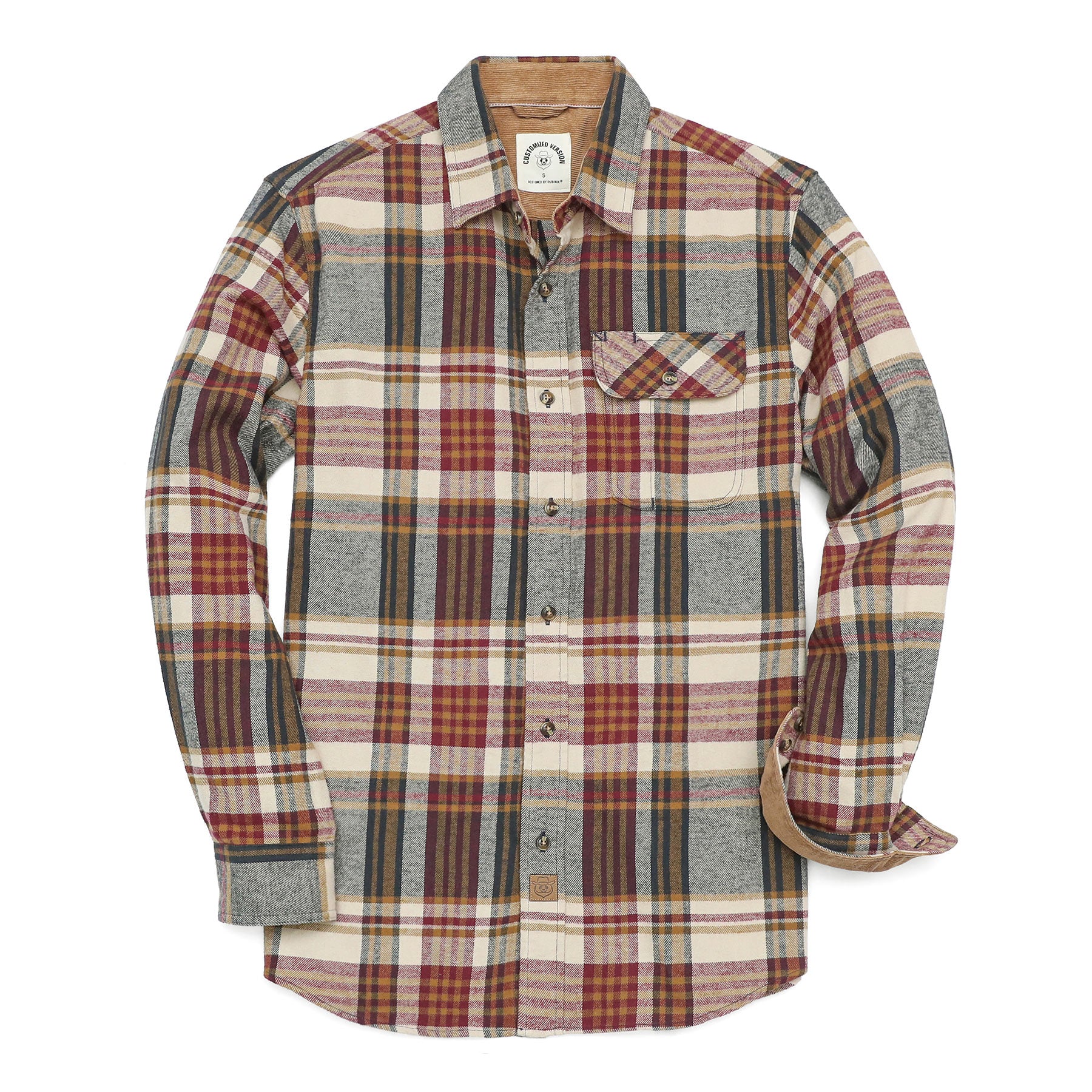 Herren Mittelschweres Flanellhemd, Langarm, lässig, Button-Down, gebürstetes Hemd aus 100 % Baumwolle #1013