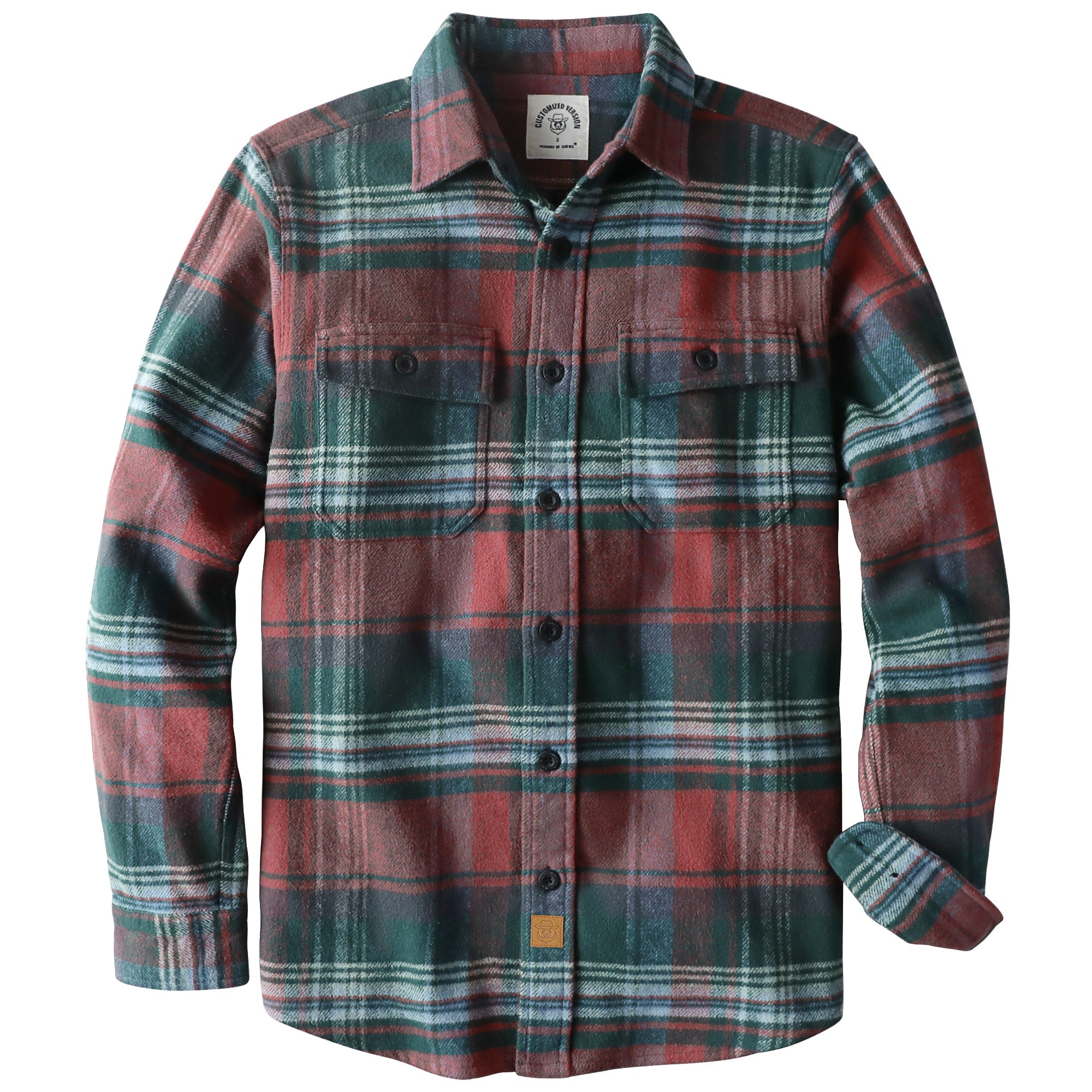 Dubinik® 13oz Ultra Heavyweight Green Flannel Shirt for Men Long Sleeve Mens Plaid Button Down Shirts for Men Vintage 100% Cotton#0081014