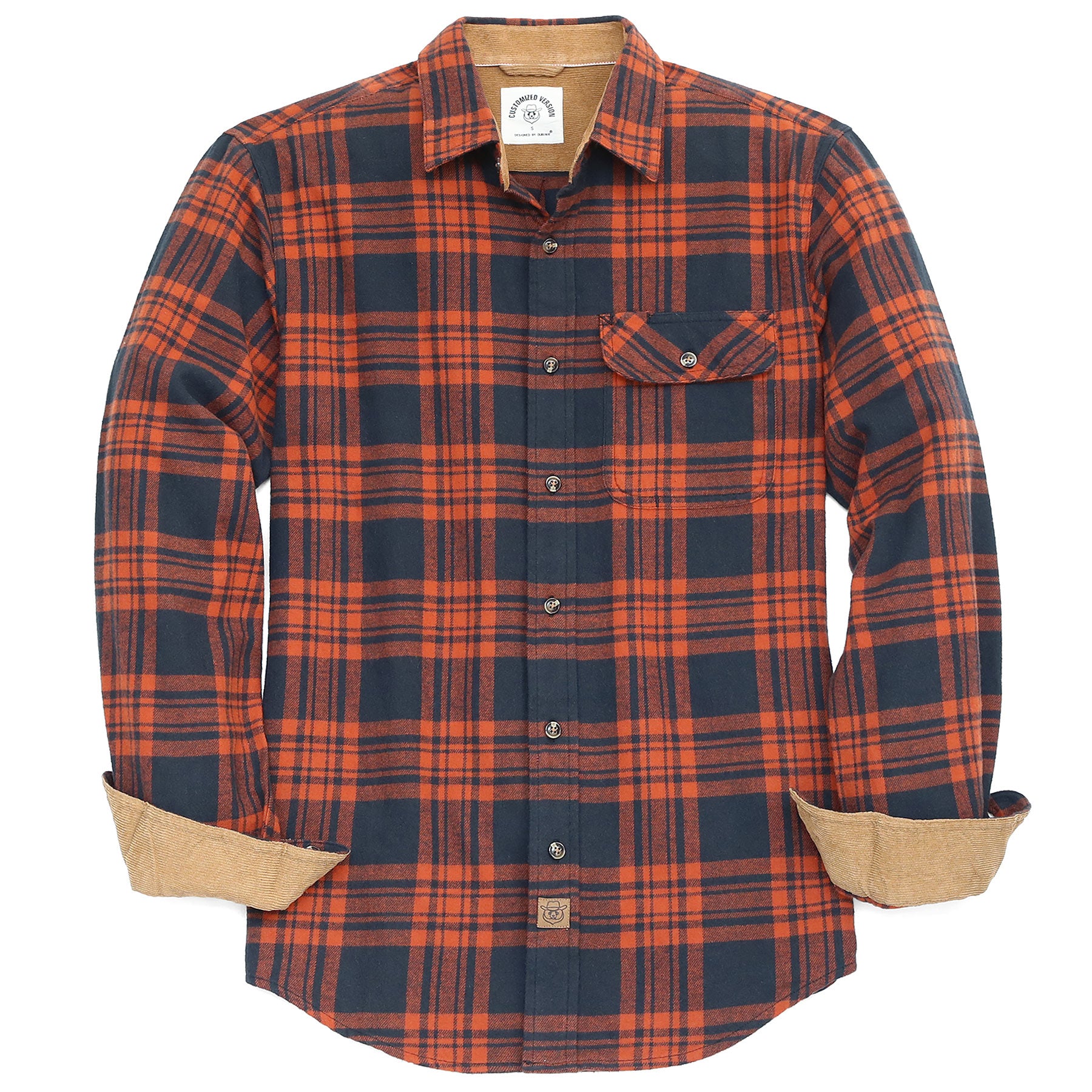 Herren Mittelschweres Flanellhemd, Langarm, lässig, Button-Down, gebürstetes Hemd aus 100 % Baumwolle #1016