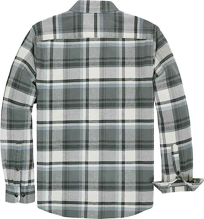 Dubinik® Herren Flanellhemden Langarm Button-Down Freizeit Arbeitshemd Kariert Herren Alle Baumwolle Weich mit Tasche Regular Fit #03-045
