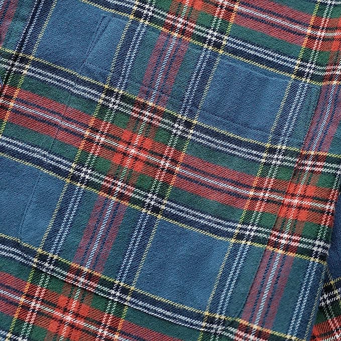 Dubinik®Mens Flannel Shirts Long Sleeve Flannel Shirt for Men Plaid Pockets Soft Casual 100% Cotton Button Down Regular Fit#0333