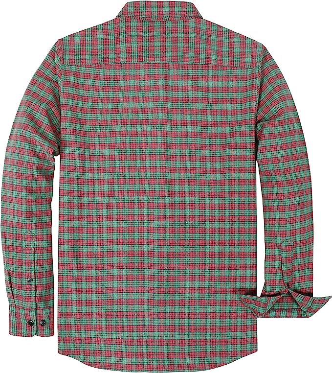 Dubinik® Herren-Flanellhemden, langärmelig, Flanellhemd für Männer, karierte Taschen, weich, lässig, 100 % Baumwolle, Button-Down, normale Passform #0344