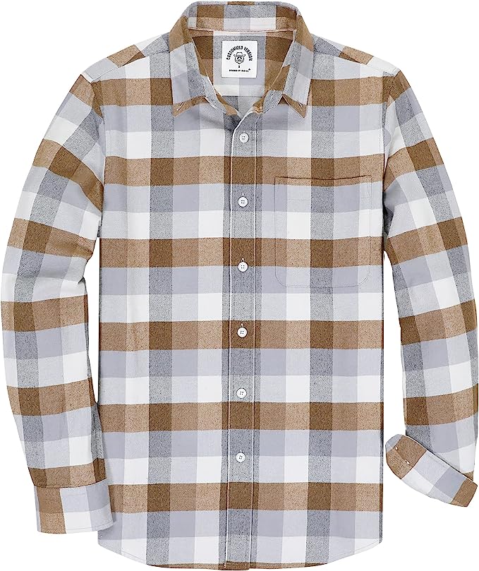 Dubinik® Herren Flanellhemden Langarm Button-Down Freizeit Arbeitshemd Kariert Herren Alle Baumwolle Weich mit Tasche Regular Fit #0347