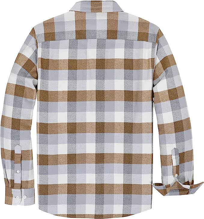 Dubinik® Herren Flanellhemden Langarm Button-Down Freizeit Arbeitshemd Kariert Herren Alle Baumwolle Weich mit Tasche Regular Fit #0347