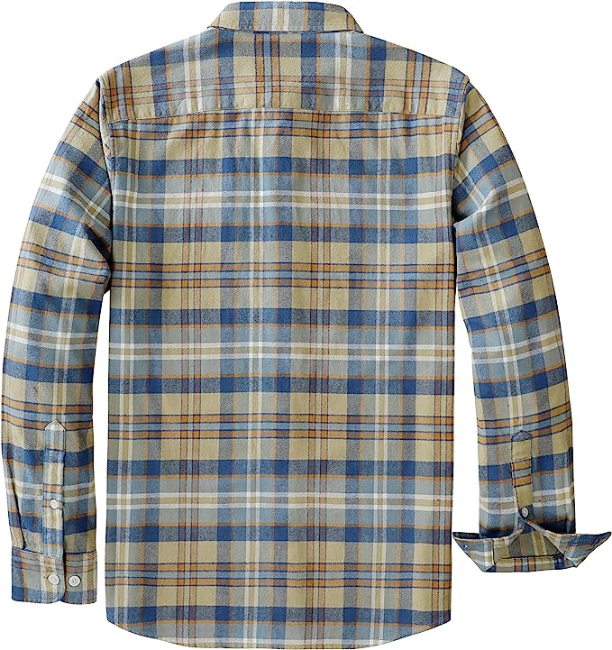 Dubinik® Herren Flanellhemden Langarm Button-Down Freizeit Arbeitshemd Kariert Herren Alle Baumwolle Weich mit Tasche Regular Fit #0353
