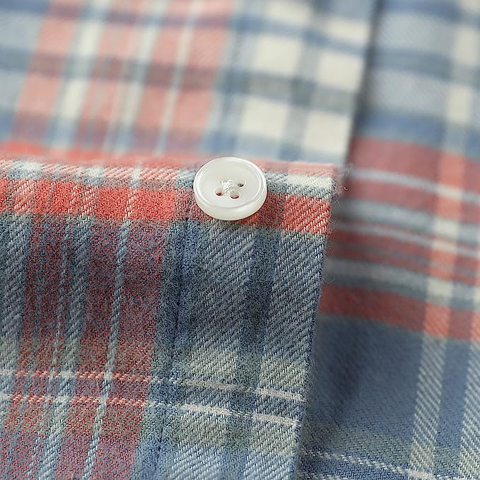 Chemises en flanelle Dubinik® pour hommes, manches longues, boutonnées, décontractées, à carreaux, tout en coton doux avec poche, coupe classique 03-51