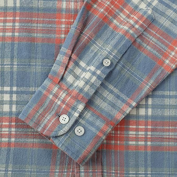 Chemises en flanelle Dubinik® pour hommes, manches longues, boutonnées, décontractées, à carreaux, tout en coton doux avec poche, coupe classique 03-51