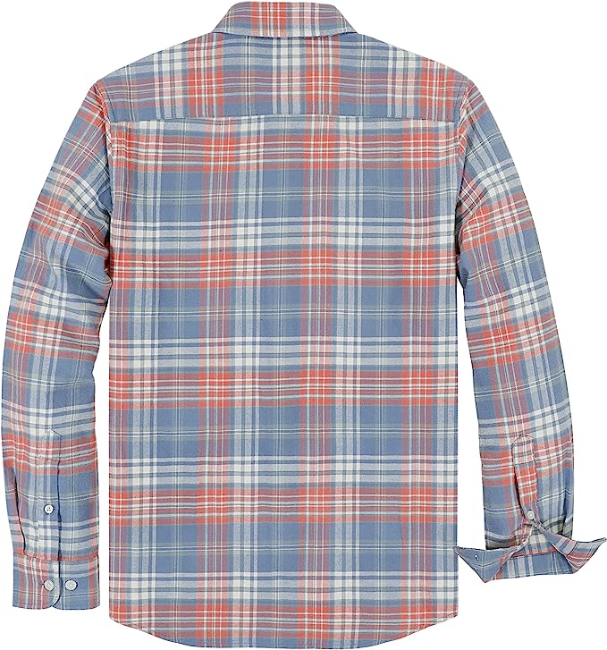 Chemises en flanelle Dubinik® pour hommes, manches longues, boutonnées, décontractées, à carreaux, tout en coton doux avec poche, coupe classique 03-51
