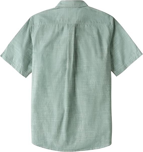 Dubinik® Mens Short Sleeve Button Down Casual Cotton Regular Fit Lightweight Pocket Chambray Mens Button Down Short Sleeve#0057005