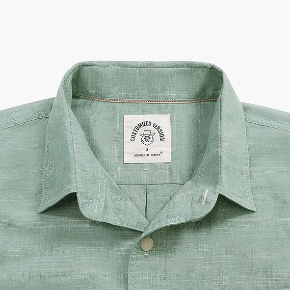 Dubinik® Mens Short Sleeve Button Down Casual Cotton Regular Fit Lightweight Pocket Chambray Mens Button Down Short Sleeve#0057005