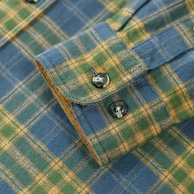 Herren Mittelschweres Flanellhemd, Langarm, lässig, Button-Down, gebürstetes Hemd aus 100 % Baumwolle #10113