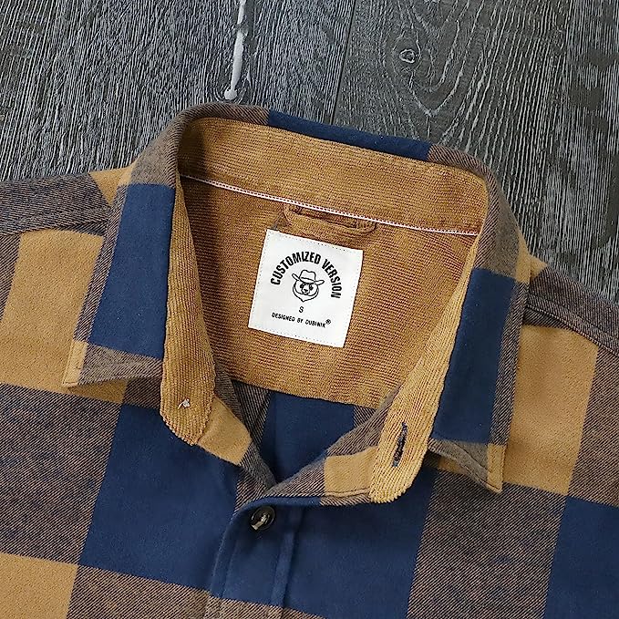 Mens Midweight Flannel Shirts Long Sleeve Casual Button Down Brushed 100% Cotton Shirt#10114