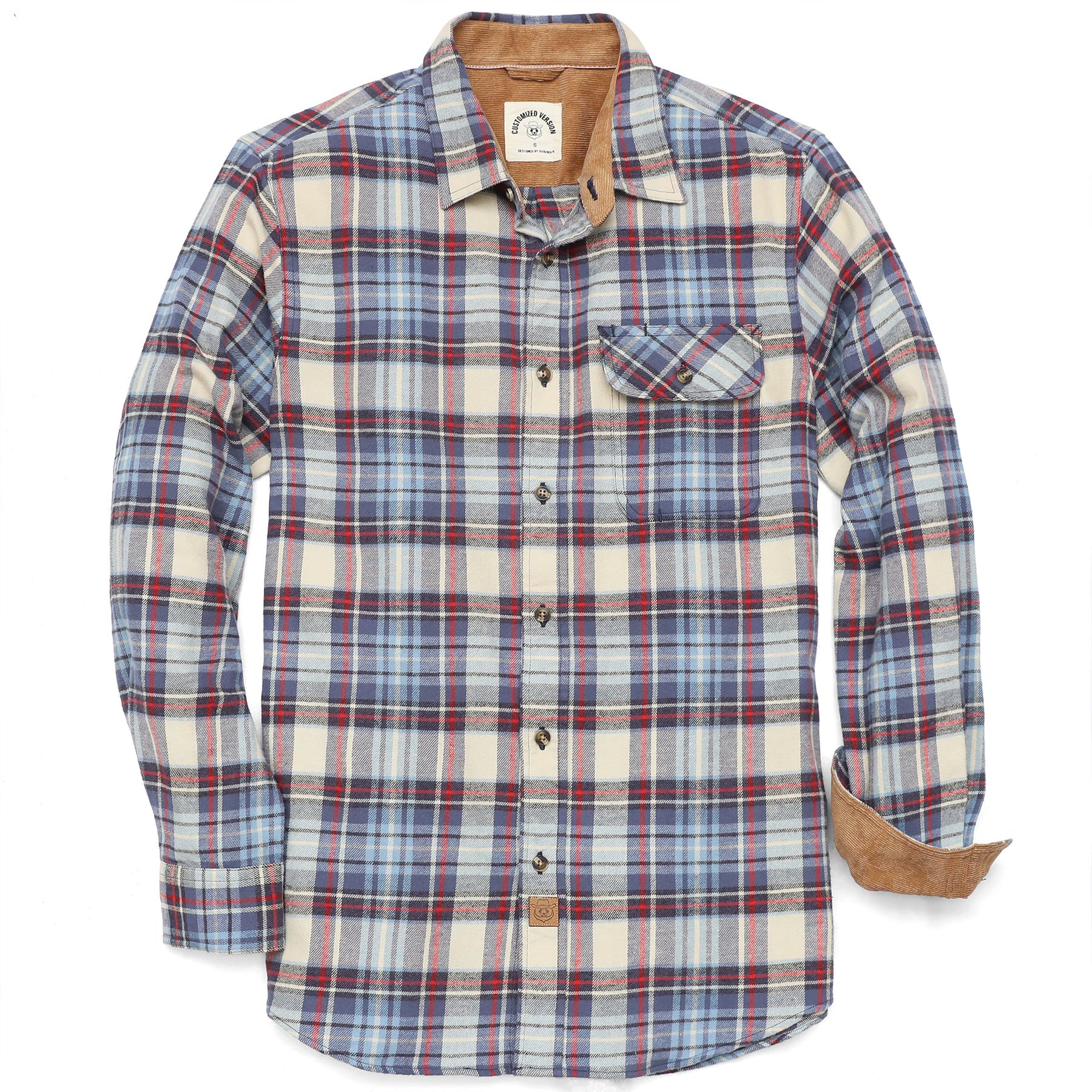 Chemises en flanelle mi-lourde pour hommes, manches longues, décontractées, boutonnées, 100 % coton brossé, n° 1019