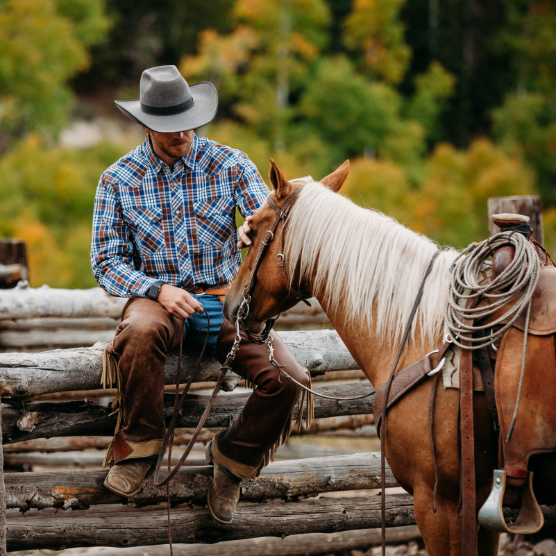 Dubinik® Pearl Snap Shirts For Men Long Sleeve Lightweight Casual Western Plaid Cowboy Cotton Vintage Work Shirt#48027