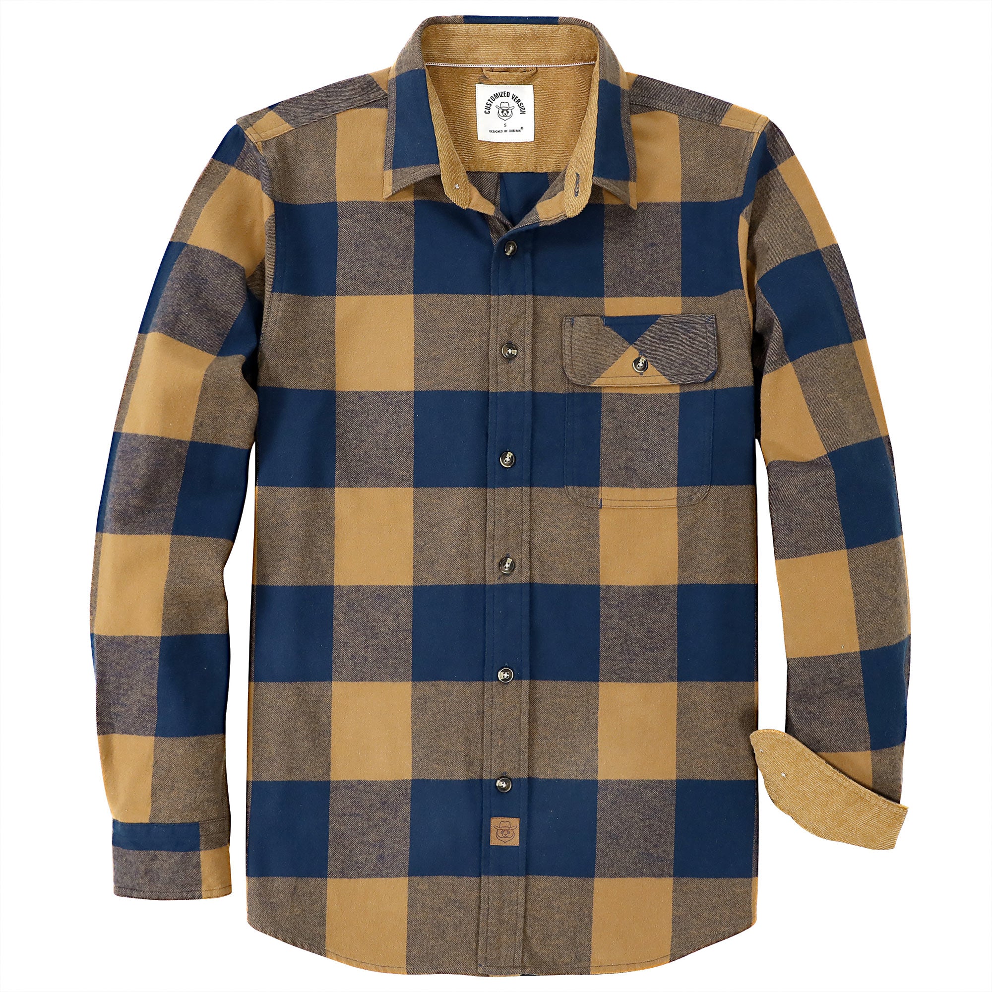 Herren Mittelschweres Flanellhemd, Langarm, lässig, Button-Down, gebürstetes Hemd aus 100 % Baumwolle #10114