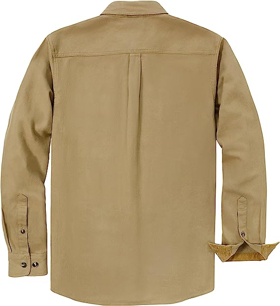 Mens Midweight Flannel Shirts Long Sleeve Casual Button Down Brushed 100% Cotton Shirt#1508