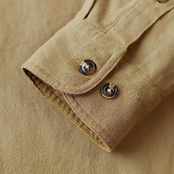 Mens Midweight Flannel Shirts Long Sleeve Casual Button Down Brushed 100% Cotton Shirt#1508