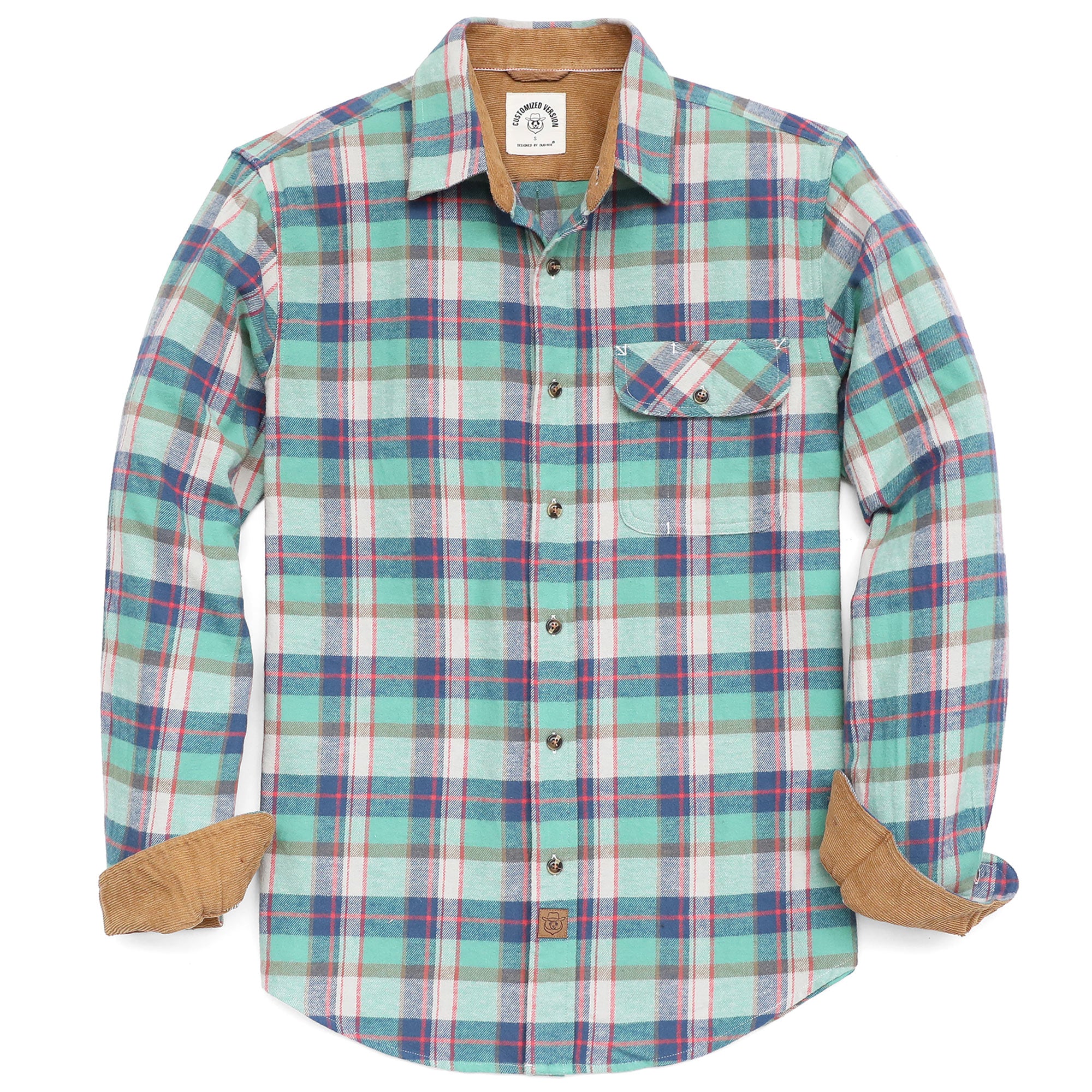 Mens Midweight Flannel Shirts Long Sleeve Casual Button Down Brushed 100% Cotton Shirt#1514