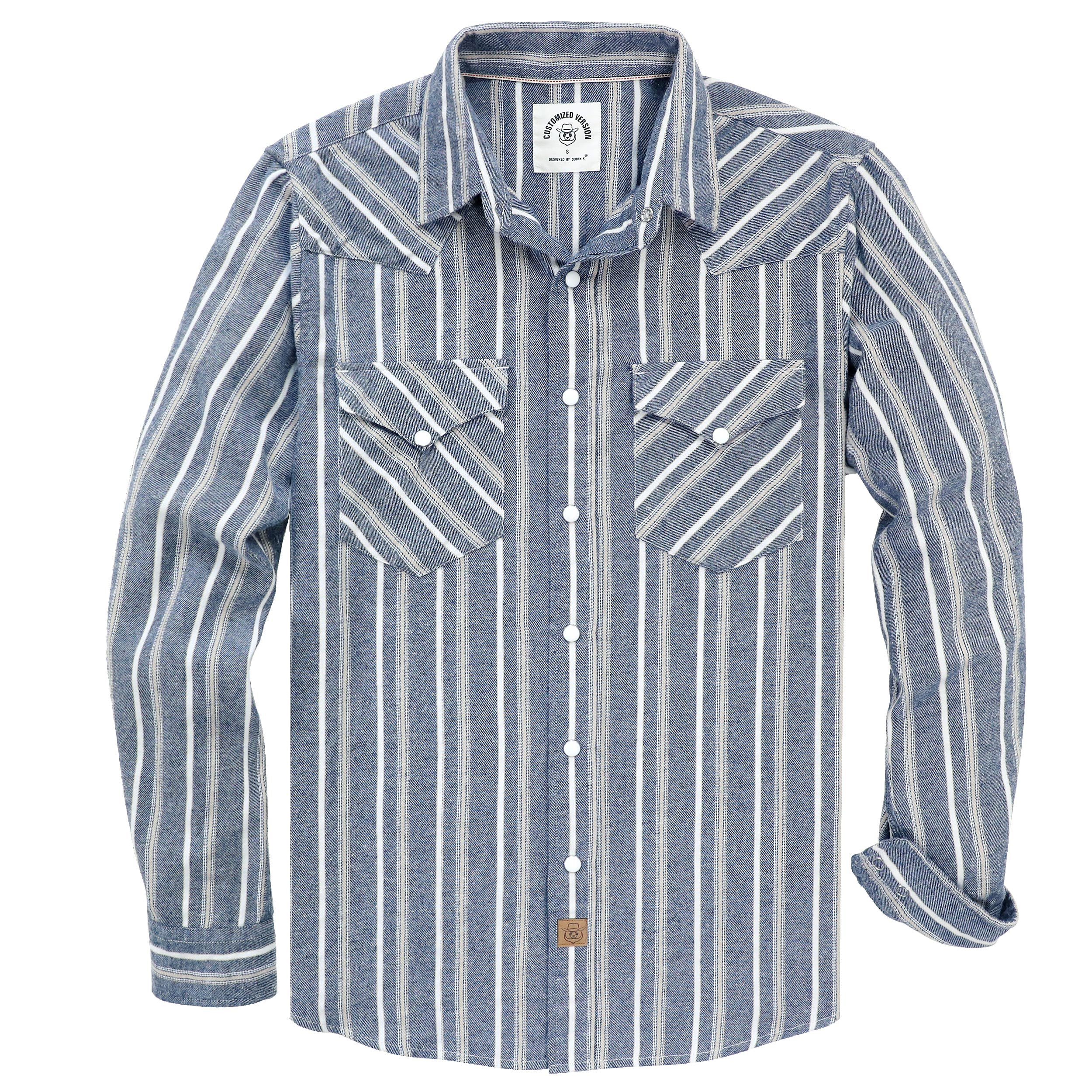Chemise en flanelle Dubinik® pour homme, style cowboy western, boutons-pression nacrés, manches longues, style vintage, à carreaux, n° 28504 