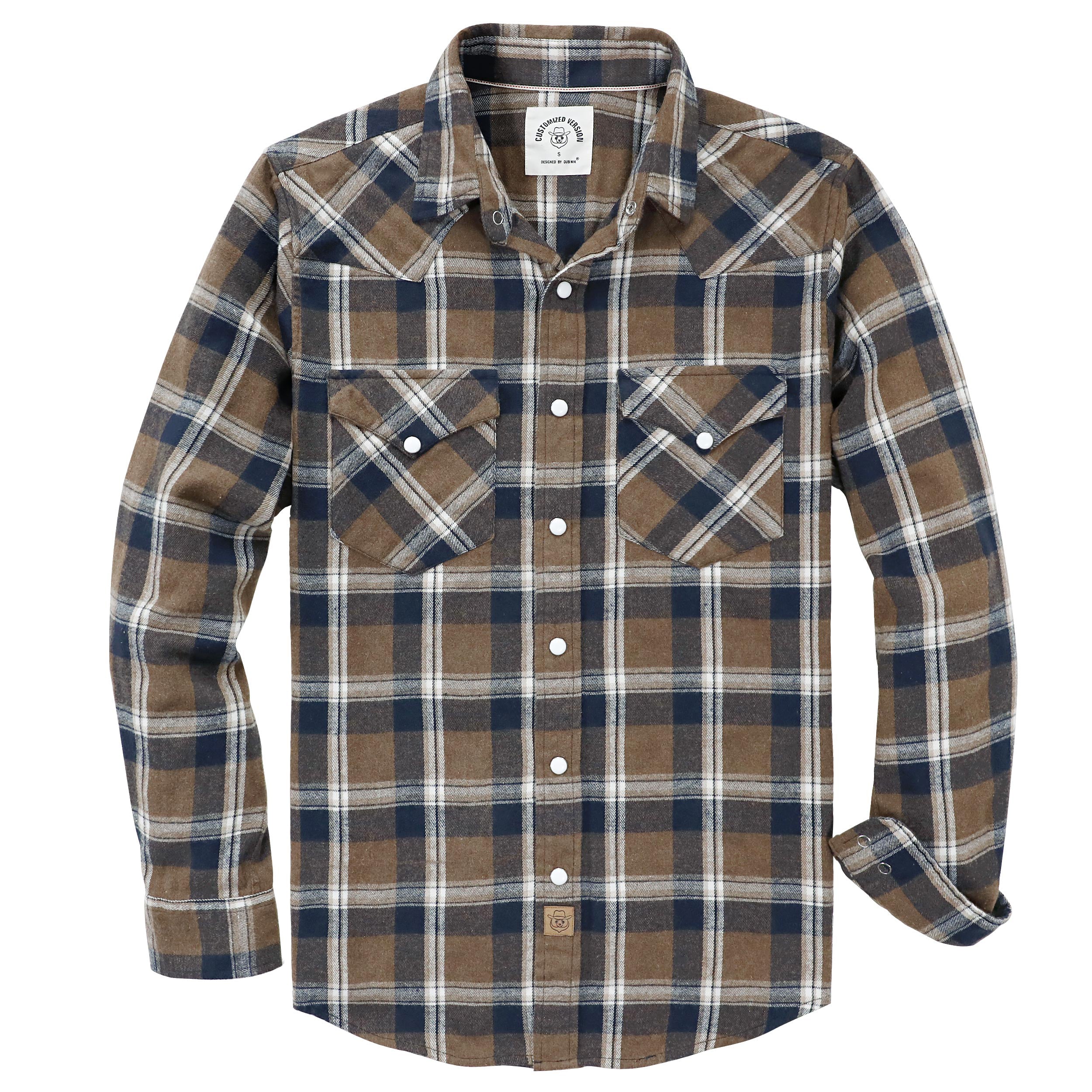 Chemise en flanelle Dubinik® pour homme, style cowboy western, boutons-pression nacrés, manches longues, style vintage, à carreaux, n° 28902 