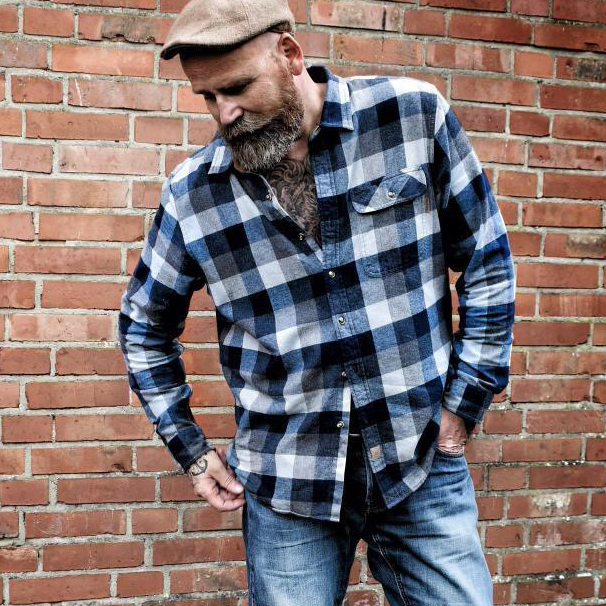 Herren Mittelschweres Flanellhemd, Langarm, lässig, Button-Down, gebürstetes Hemd aus 100 % Baumwolle #1027