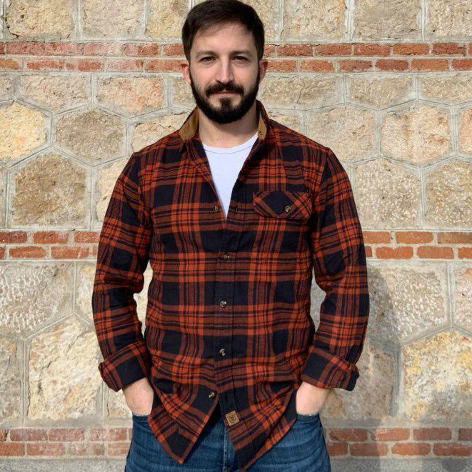 Mens Midweight Flannel Shirts Long Sleeve Casual Button Down Brushed 100% Cotton Shirt#1016