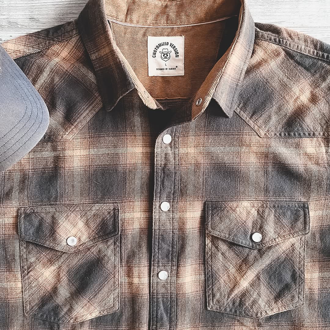 TARAINYA Chemise Flanelle Homme à Carreaux Western Cowboy - Manches Longues Boutons-Pression Regular Fit