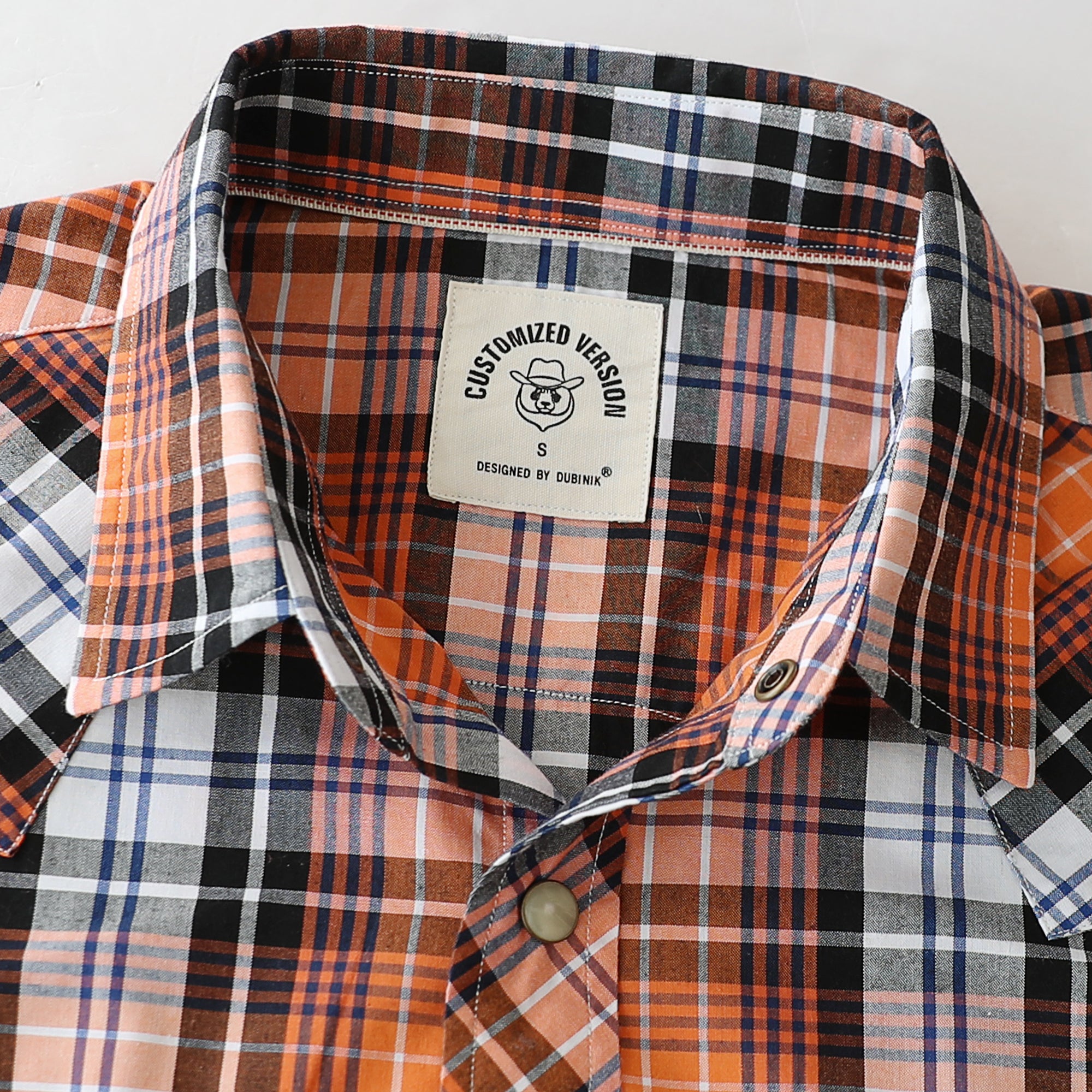 Dubinik® Pearl Snap Shirts For Men Long Sleeve Lightweight Casual Western Plaid Cowboy Cotton Vintage Work Shirt#48014