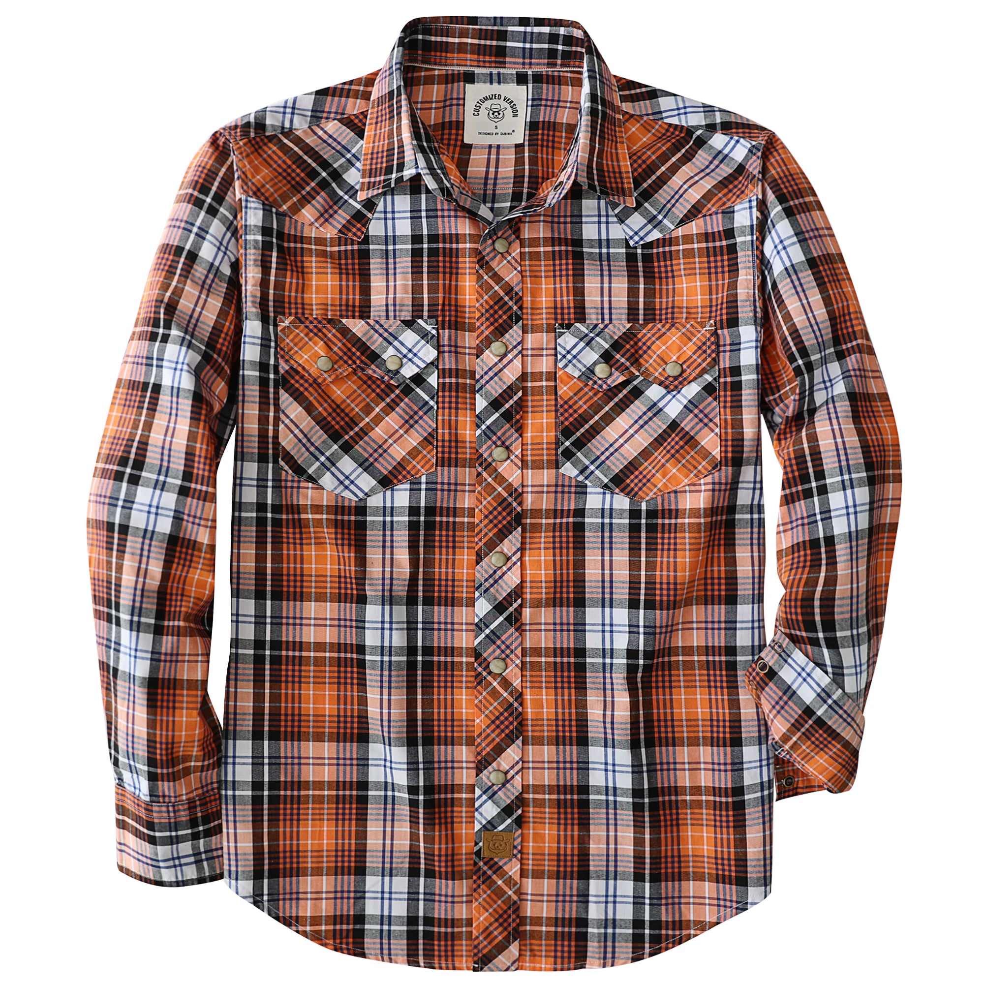 Dubinik® Pearl Snap Shirts For Men Long Sleeve Lightweight Casual Western Plaid Cowboy Cotton Vintage Work Shirt#48014