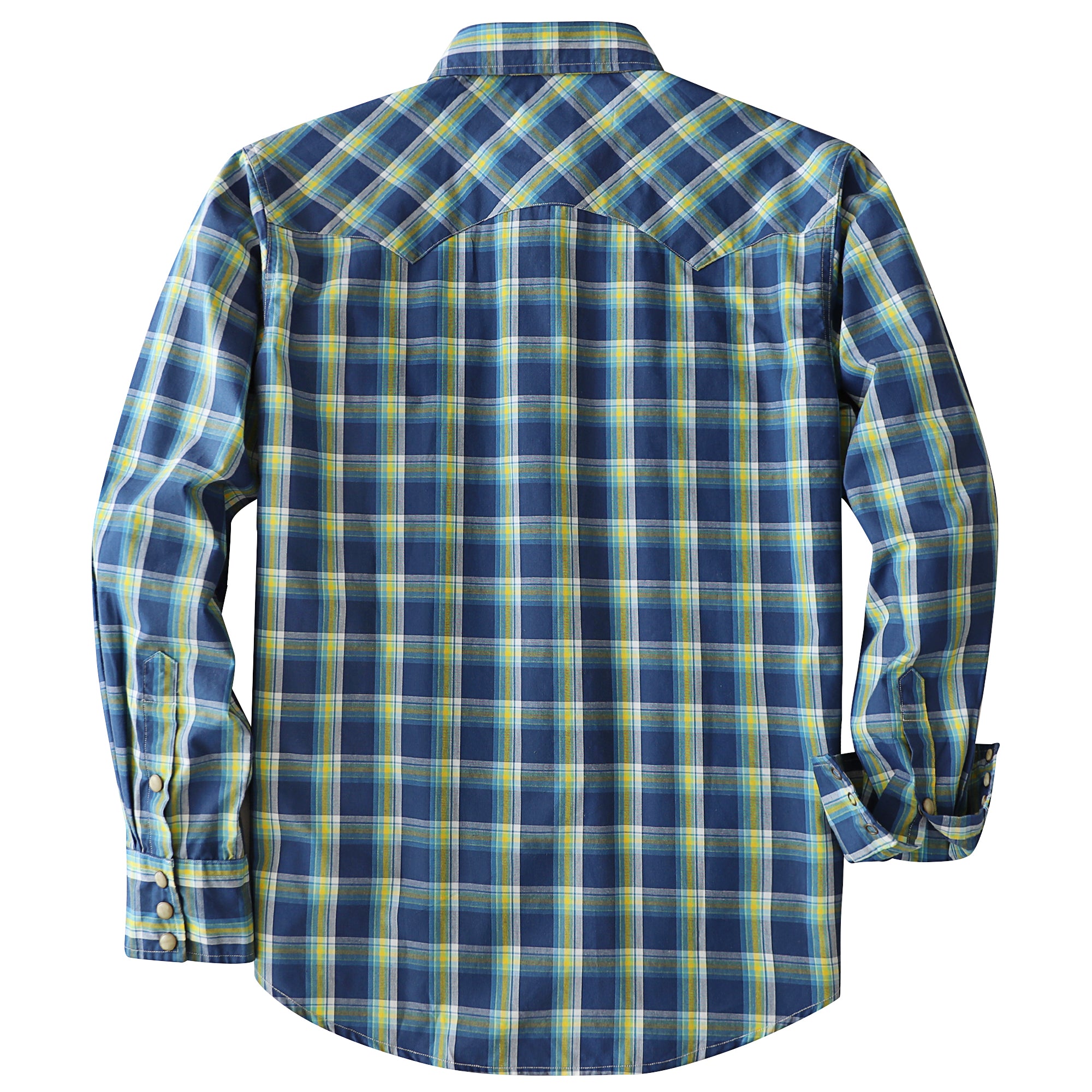 Dubinik® Pearl Snap Shirts For Men Long Sleeve Lightweight Casual Western Plaid Cowboy Cotton Vintage Work Shirt#48017