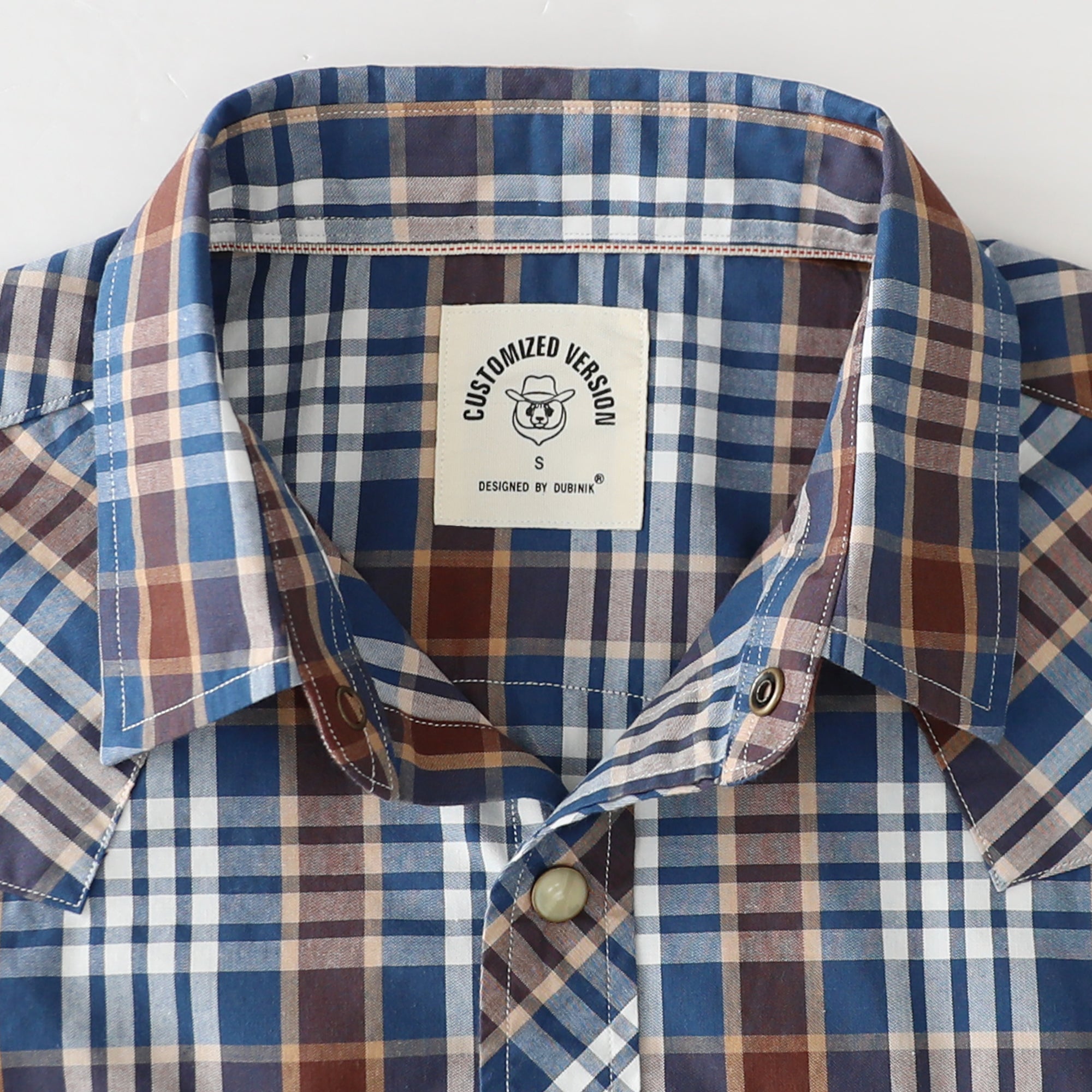 Dubinik® Pearl Snap Shirts For Men Long Sleeve Lightweight Casual Western Plaid Cowboy Cotton Vintage Work Shirt#48027