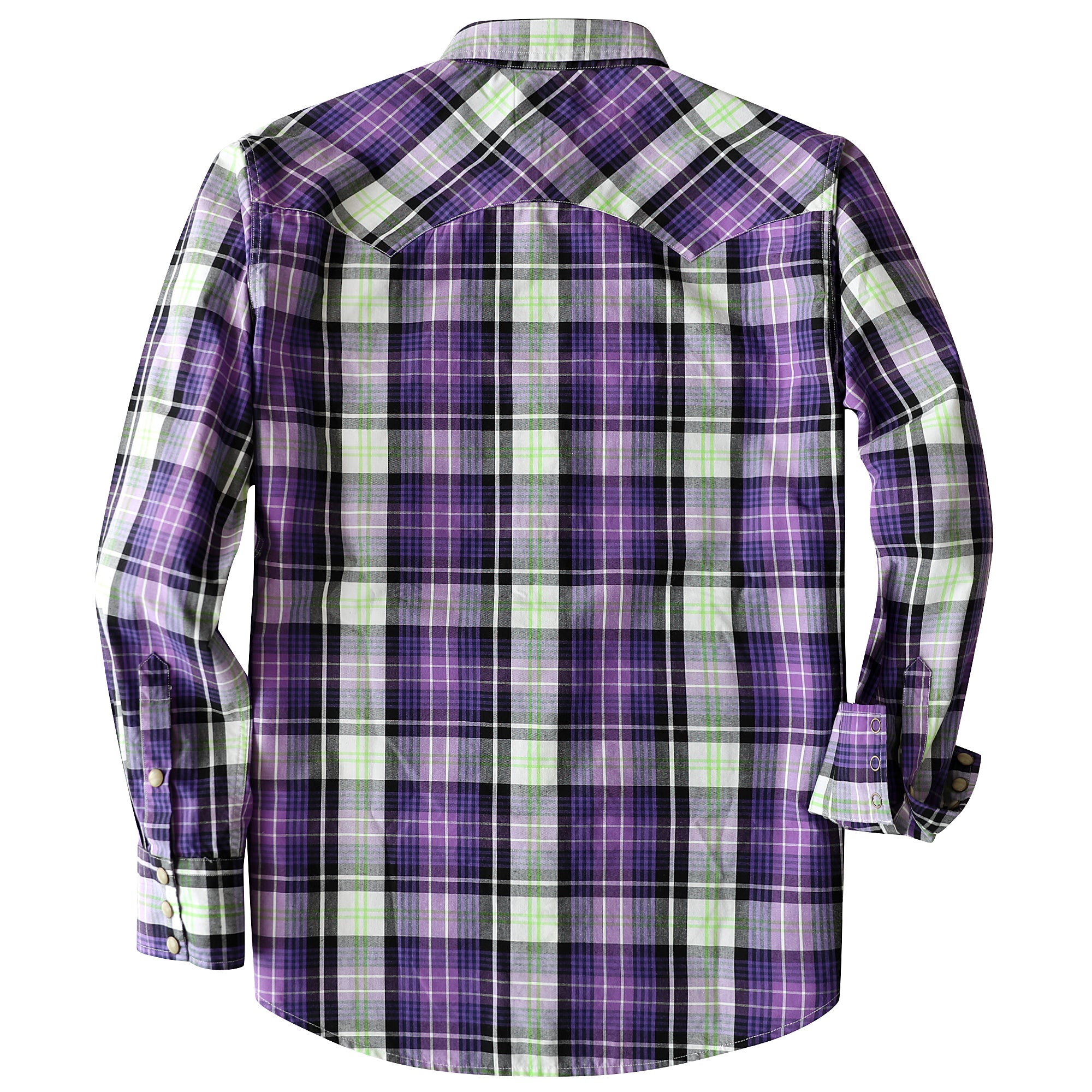 Dubinik® Pearl Snap Shirts For Men Long Sleeve Lightweight Casual Western Plaid Cowboy Cotton Vintage Work Shirt#48002
