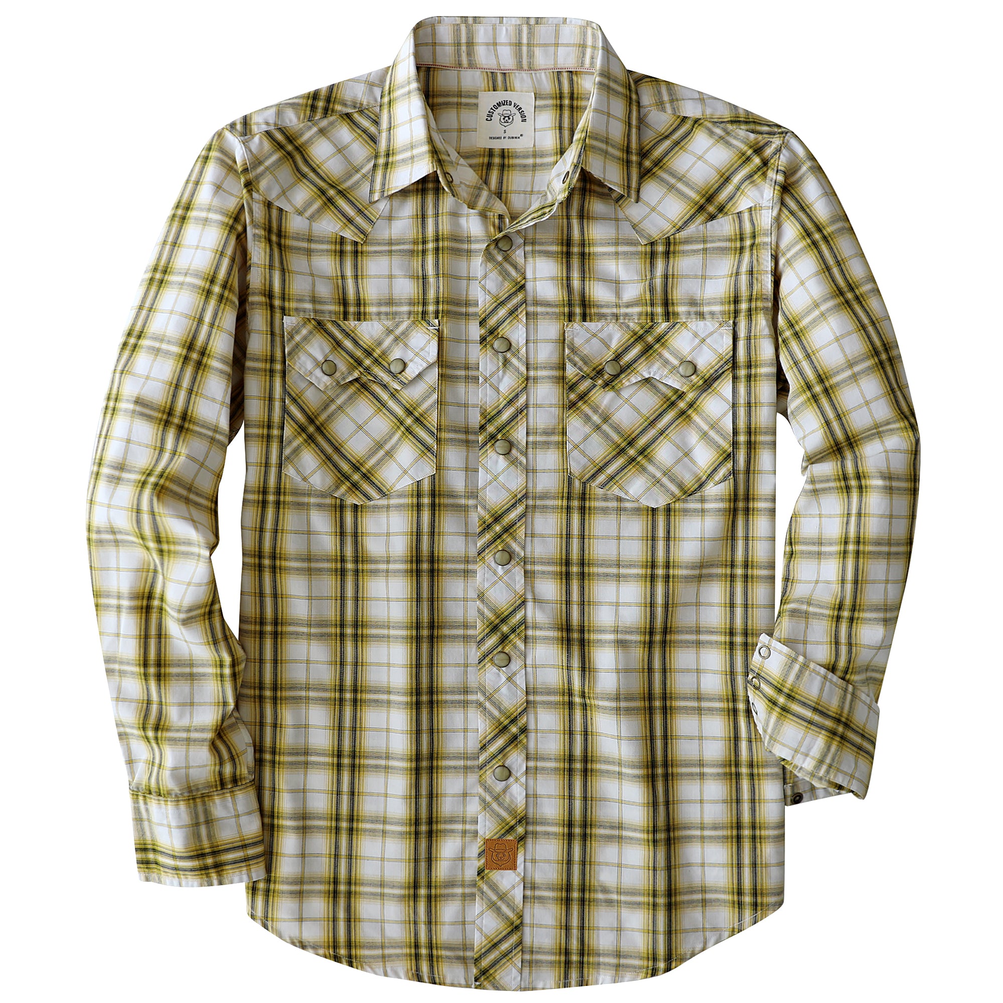 Dubinik® Pearl Snap Shirts For Men Long Sleeve Lightweight Casual Western Plaid Cowboy Cotton Vintage Work Shirt#48010