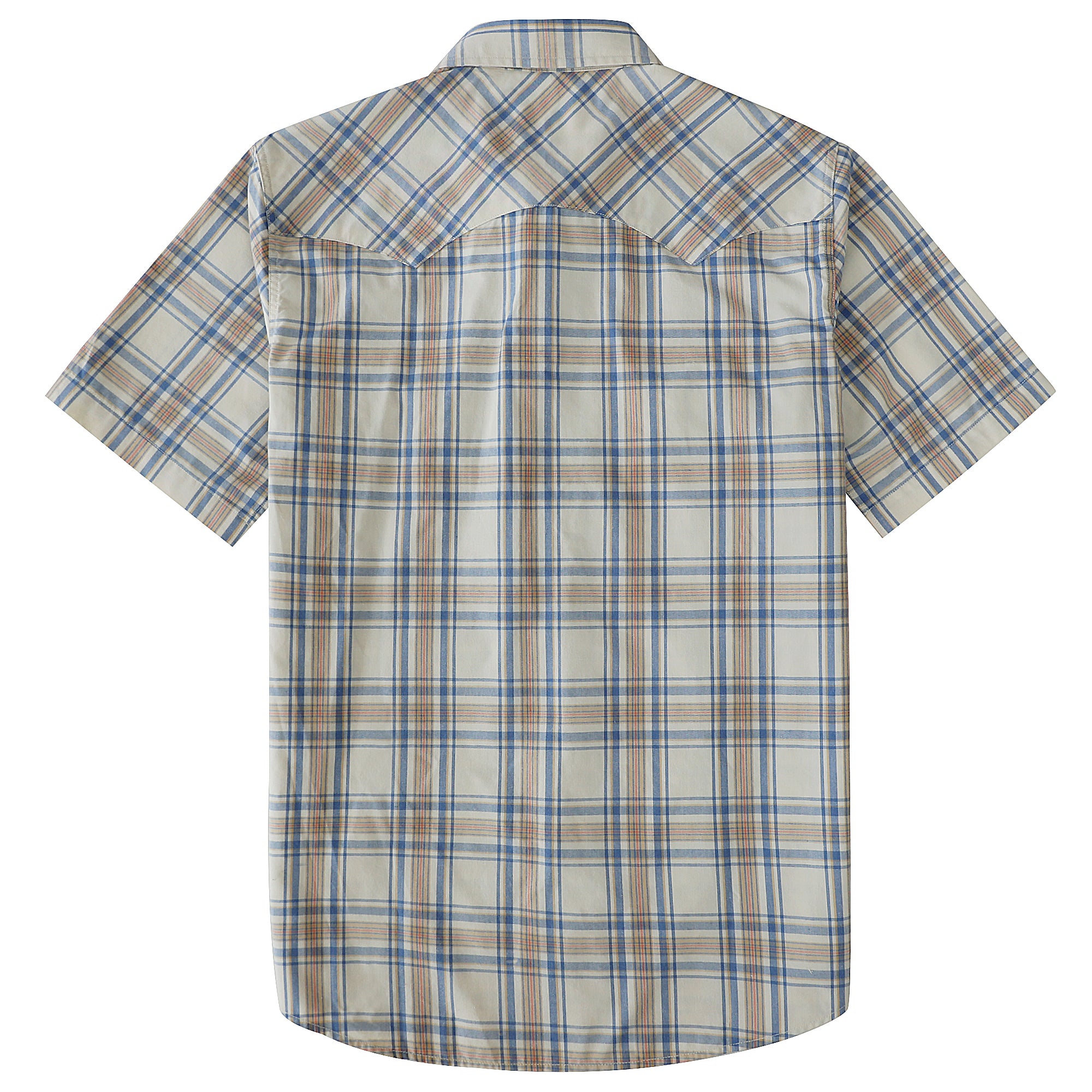 Dubinik® Men's Pearl Snap Sawtooth Pocket Western Plaid Shirt Short Sl