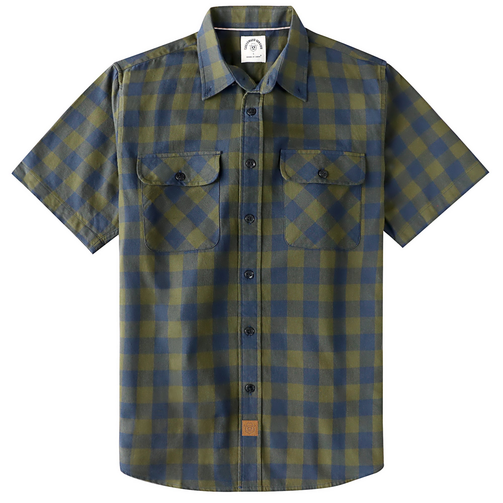 Dubinik Mens Short Sleeve Button Down Shirts 100% Cotton Plaid Men's Casual Button-Down Shirts with Pocket