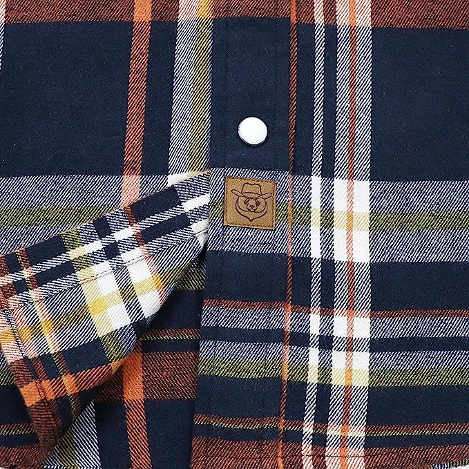 Dubinik® Flannel Shirt for Men Western Cowboy Pearl Snap Shirts for Men Long Sleeve Vintage Buttons Down Plaid Shirt#28803