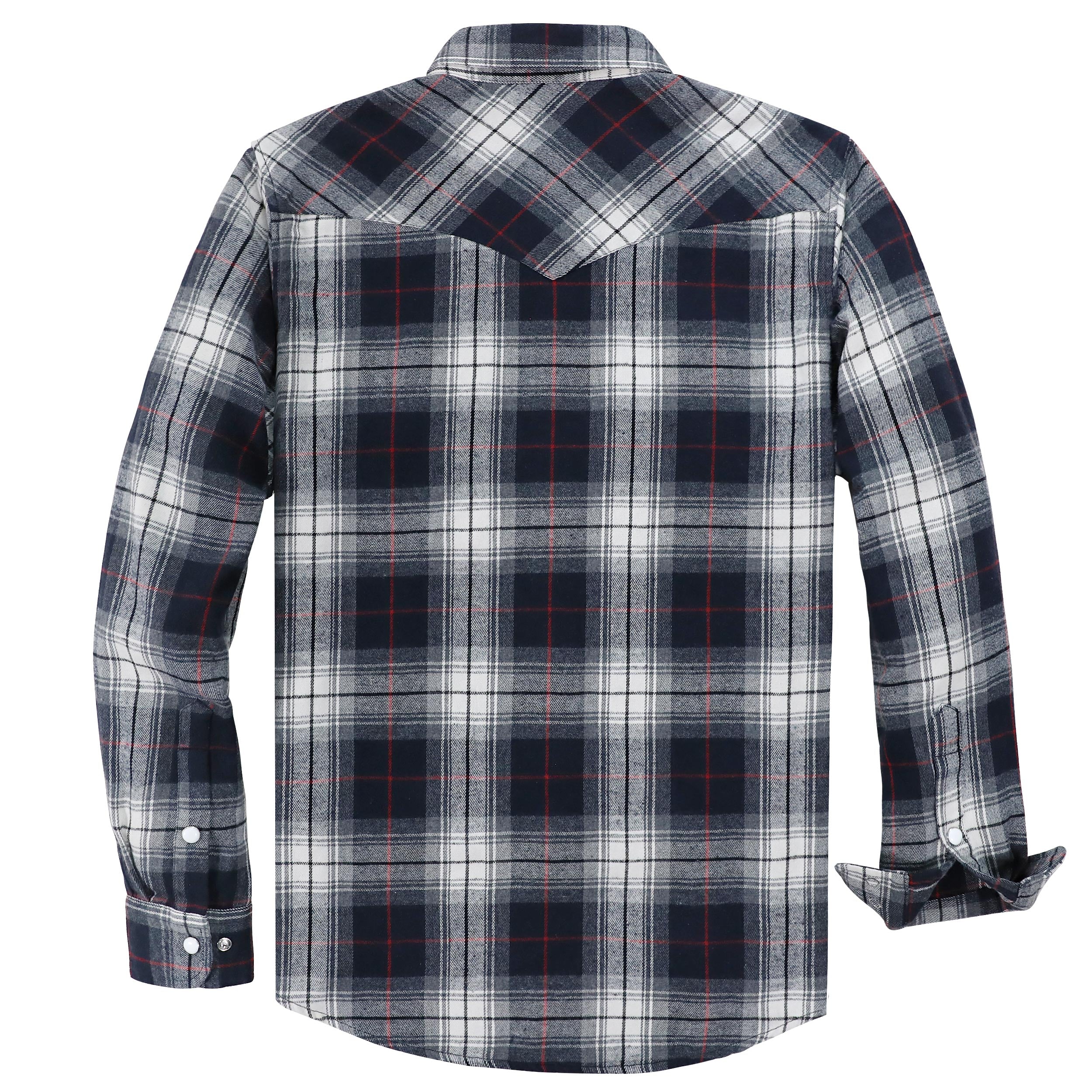 Chemise en flanelle Dubinik® pour homme, style cowboy western, boutons-pression nacrés, manches longues, style vintage, à carreaux, n° 28804 