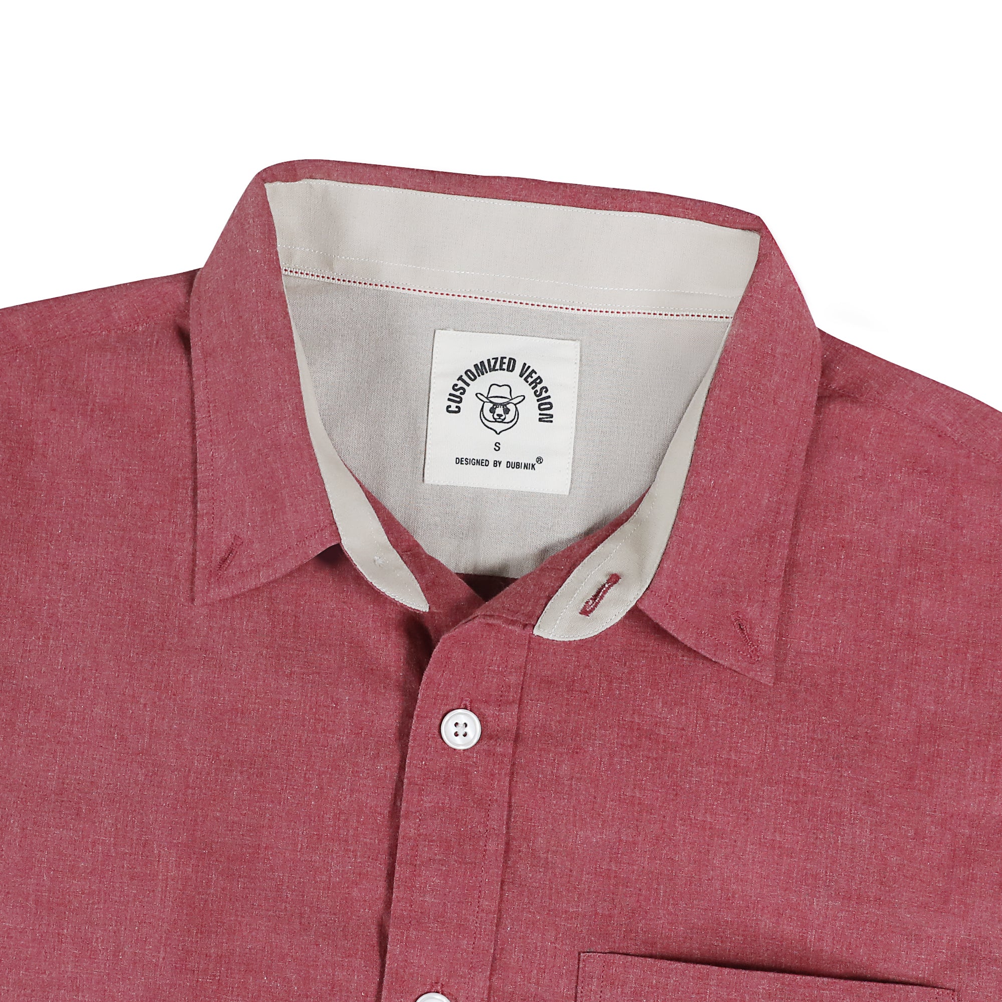Dubinik® Jujube Red Solid Mens Short Sleeve Button Down Shirts 100% Cotton Plaid Men's Casual Button-Down Shirts with Pocket#011507