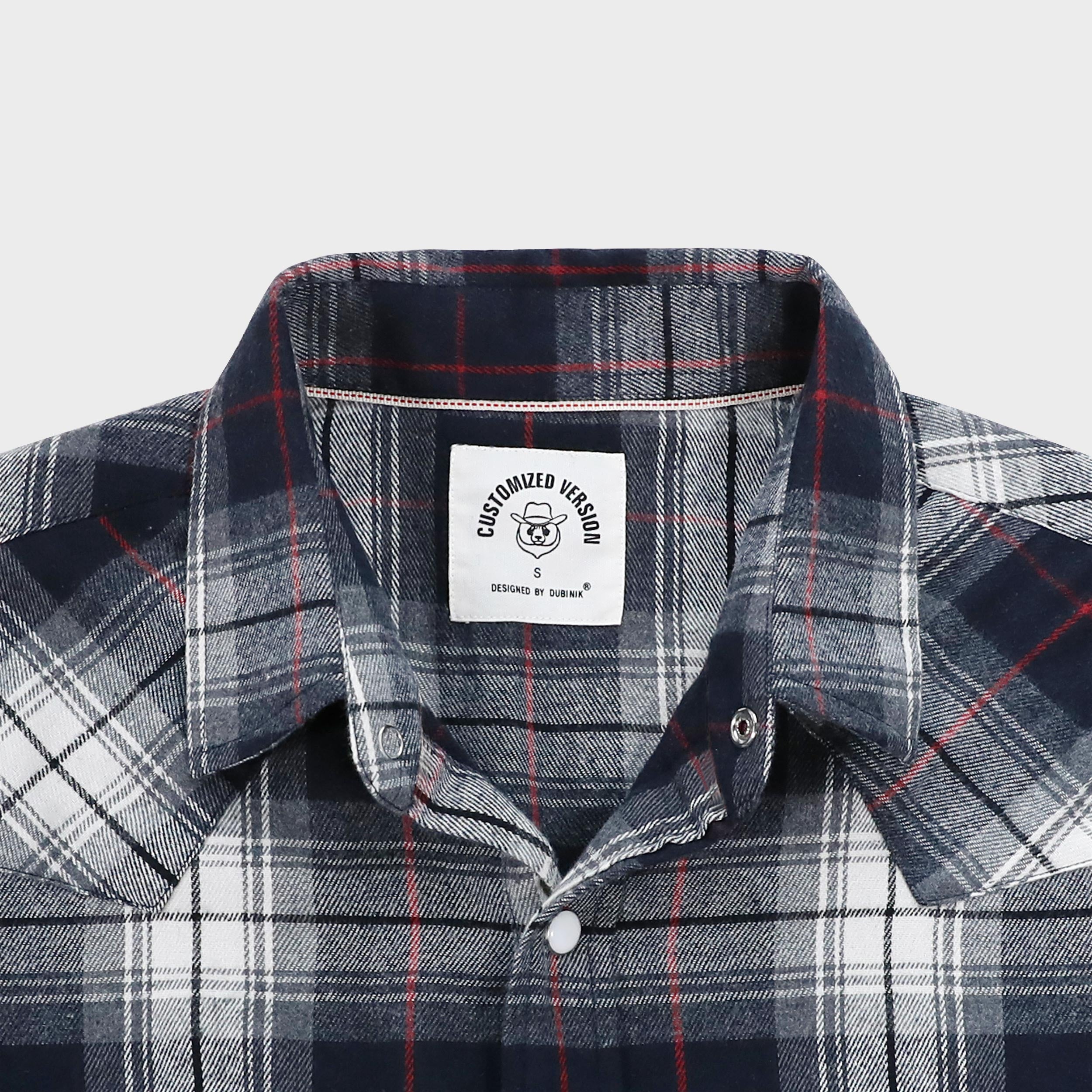 Chemise en flanelle Dubinik® pour homme, style cowboy western, boutons-pression nacrés, manches longues, style vintage, à carreaux, n° 28804 